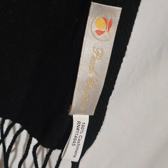Peach Couture Made in Nepal 100% Cashmere Scarf - Black - 11 3/4" x 58" - Picture 2 of 5